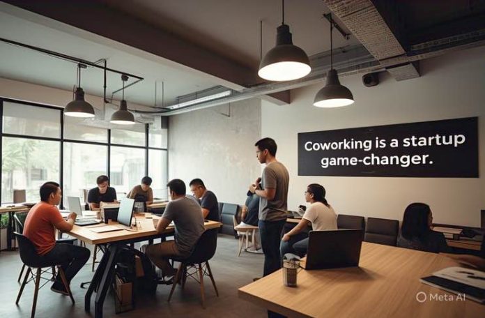 a startup in a coworking space a startup in a coworking space